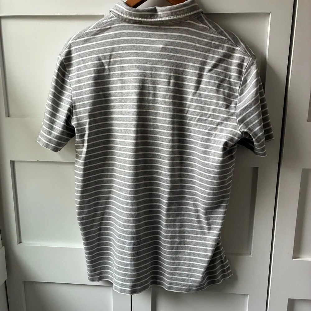 Men’s Ralph Lauren Pima Cotton Gray & White Striped Polo